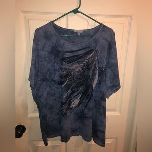 - 4X Essentials dark blue tie dye with shiny detailed peacock feather desi…